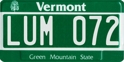 VT license plate LUM072