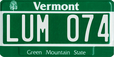 VT license plate LUM074