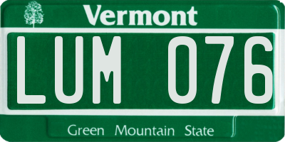 VT license plate LUM076