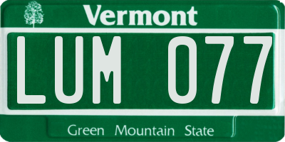 VT license plate LUM077