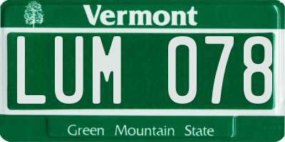 VT license plate LUM078