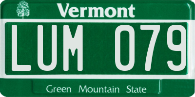 VT license plate LUM079