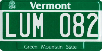 VT license plate LUM082