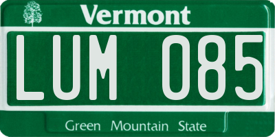 VT license plate LUM085