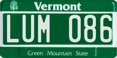 VT license plate LUM086