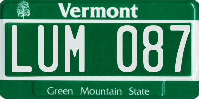 VT license plate LUM087