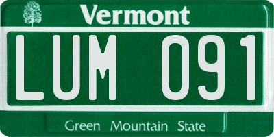 VT license plate LUM091