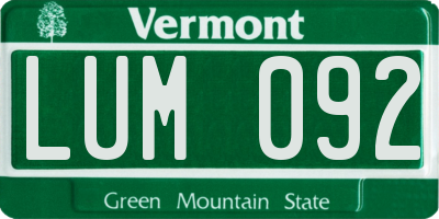 VT license plate LUM092