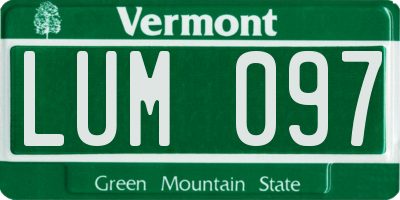 VT license plate LUM097