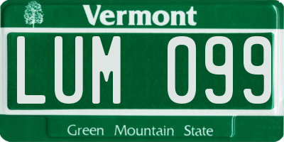 VT license plate LUM099