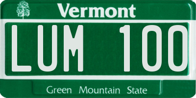 VT license plate LUM100