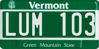 VT license plate LUM103