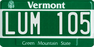 VT license plate LUM105