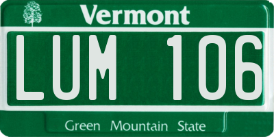 VT license plate LUM106