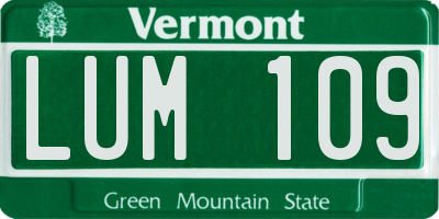 VT license plate LUM109