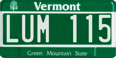 VT license plate LUM115