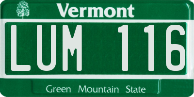 VT license plate LUM116
