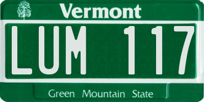 VT license plate LUM117