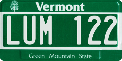 VT license plate LUM122