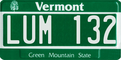 VT license plate LUM132