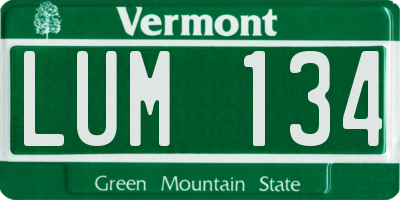 VT license plate LUM134