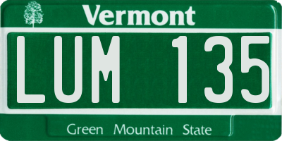 VT license plate LUM135