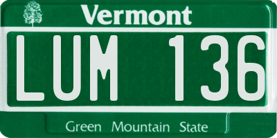 VT license plate LUM136