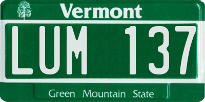 VT license plate LUM137
