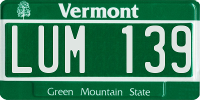VT license plate LUM139