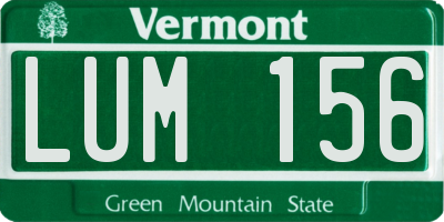 VT license plate LUM156