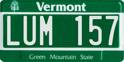 VT license plate LUM157