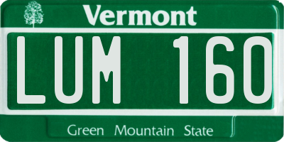 VT license plate LUM160
