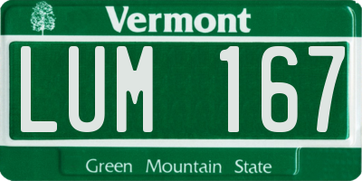 VT license plate LUM167