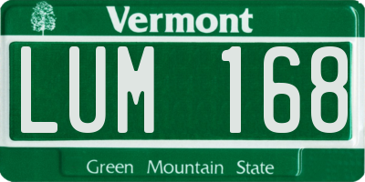 VT license plate LUM168