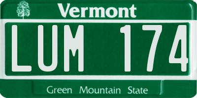 VT license plate LUM174