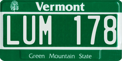 VT license plate LUM178