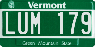 VT license plate LUM179