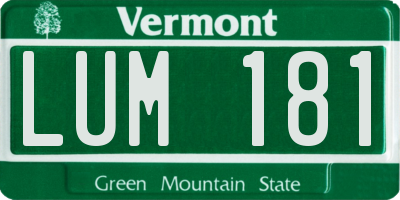 VT license plate LUM181