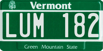 VT license plate LUM182