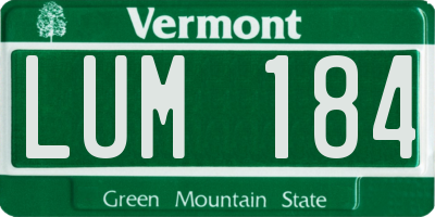 VT license plate LUM184