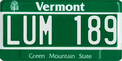 VT license plate LUM189