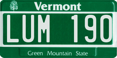 VT license plate LUM190