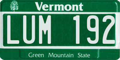 VT license plate LUM192