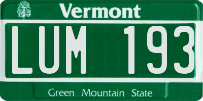 VT license plate LUM193