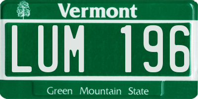 VT license plate LUM196