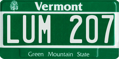 VT license plate LUM207