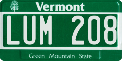 VT license plate LUM208