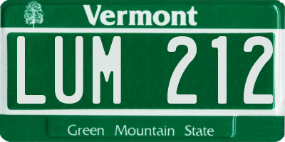 VT license plate LUM212