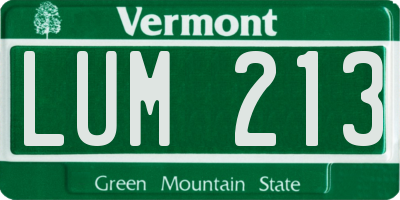 VT license plate LUM213