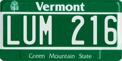 VT license plate LUM216
